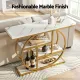 Artiss Console Table Marble Effect 4-Tier Shelves 105CM White&Gold