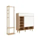 Artiss Shoe Rack Cabinet Wooden & Bamboo Clothes Rack Set Storage Shelf White Pine