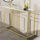 Narrow Console Sofa Entry Table Behind Couch Table Sintered Stone Golden Frame
