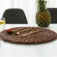 Round Woven Placemats, Non Slip Heat Resistant Plastic Table Mats, Table Placemat For Household Use, Round Rattan Placemats, Brown, 35.6 cm