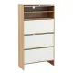 Artiss Narrow Shoe Cabinet Adjustable Shelves Flip-up Door White & Pine