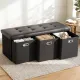 Artiss Storage Ottoman with 3 Cube Drawers Foot Stool Rest Foldable Black