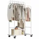 Heavy Duty Double Clothes Rail Rack Garment Hanging Display Stand 4 Wheel Armoir