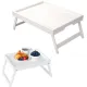 Folding table - Multifunctional folding table for home - Folding bamboo bedside table - Can be used as a dining table, TV table, laptop table, snack table, sofa table or work table - White