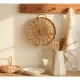 1 Pc Round Wicker Tray,Decorative Tray for Ottomans,Hand-Woven Platter for Snacks,Binaural Portable Tray,Bread Snack Fruit Tray