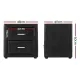 Artiss Bedside Table 2 Drawers Side Table Leather - CADEN Black