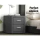 Artiss 2X Bedside Table 2 Drawers Side Table Fabric - CADEN Grey