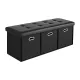 Artiss Storage Ottoman with 3 Cube Drawers Foot Stool Rest Foldable Black