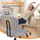 Artiss Armless Office Chair with Wheels, Ergonomic 360° Swivel Home Office Desk Chair, Height Adjustable Computer Task Chair with Fabric Back and Seat for Small Space, Grey