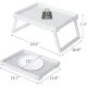 Folding table - Multifunctional folding table for home - Folding bamboo bedside table - Can be used as a dining table, TV table, laptop table, snack table, sofa table or work table - White