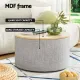 Artiss Storage Ottoman Blanket Box 60cm Linen Round Grey