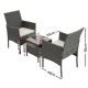 Gardeon 3PC Outdoor Bistro Set Patio Furniture Wicker Setting Chairs Table Cushion Grey