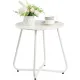 Metal Outdoor Side Table – Round Patio Table, Rust-Resistant Small End Coffee Table for Balcony, Garden, Porch, Living Room & Bedroom – Portable Accent Table for Indoor Outdoor Use, White