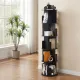 Artiss 5 Tiers Bookshelf Swivel Bookcase Display Shelves Stand Round Black