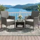 Gardeon 3PC Outdoor Bistro Set Patio Furniture Wicker Setting Chairs Table Cushion Grey