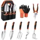 Garden Tools Set, 8 Piece Gardening Tools Set with Non Slip Ergonomic Handle, Heavy Duty Garden Tool Set with Storage Bag, Gardening Kit for Women, Garden Hand Tools Gift for Women and Men, Orange