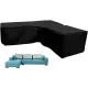 L-shaped garden bench cover - Garden furniture cover - L-shaped garden furniture protective cover with drawstrings at the bottom - Protective cover for L-shaped lounge set - Weatherproof - 210D L-shaped garden furniture tarpaulin - Black - 286 × 222 × 82c