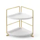 Artiss Bathroom Corner Shelf Countertop Organiser Vanity Storage Rack White Gold