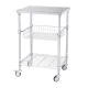 Kitchen Utility Cart, 3 Tiers, Wire Rolling Cart with 213kg Capacity, Steel Service Cart on Wheels, Metal Storage Trolley with 76mm Basket Curved Handle PP Liner 6 Hooks, for Indoor and Outdoor