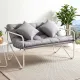 Gardeon Garden Bench 2 Seater Outdoor Bench Metal with Cushion 118cm Grey