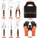 Garden Tools Set, 8 Piece Gardening Tools Set with Non Slip Ergonomic Handle, Heavy Duty Garden Tool Set with Storage Bag, Gardening Kit for Women, Garden Hand Tools Gift for Women and Men, Orange