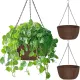 Hanging Planters for Outdoor Plants, 3 Pack 10 Inch Hanging Baskets for Plants Outdoor with Rustproof Chain, Fabric Hanging Pots for Plants, Hanging Planter for Balcony Porch Deco