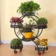 6 Pot Plant Stand with Wheels 4 Tier Rolling Plant Shelf Flower Display Rack Black
