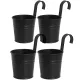 Metal Railing Planter Pots, 4 Pack Hanging Flower Buckets for Balcony Garden Fence Decor, Black, 4 Inch, for Garden Yard and Outdoor Use