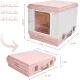 YES4PETS XL Portable Cat Toilet Litter Box Tray Foldable House with Handle and Scoop Pink