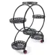 6 Pot Plant Stand with Wheels 4 Tier Rolling Plant Shelf Flower Display Rack Black