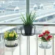 Hanging Flower Pot Holder Metal Balcony Railing Planter Basket Round Iron Rack with Mesh Bottom Fits up to 6cm Rail for Fence & Patio Brown