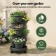 Green Fingers 5 Tier Vertical Garden Planter, Stackable Planters with 4 Wheels, Black, Raised Garden Bed, Garden Tower Indoor Outdoor, Auto Drainage System, for Strawberries, Herbs, Flower, Vegetables