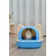 YES4PETS Large Hooded Cat Toilet Litter Box Tray House With Scoop Blue