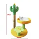 Yellow Cactus Pineapple Cat Tree with Scratching Post & Cozy Perch - Multi-Level Cat Tower with Flower Platform and Hanging Ball for Indoor Cats
