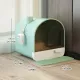 Fully Enclosed Cat Litter Pan Large Litter Box with Drawer Cat Toilet Tray - Green