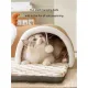 Brown  M size Cat Tunnel Bed House 4-Season Universal Removable Washable U-Shaped Cat Cave with Multi-Entrance, Plush Hideaway Pet Nest with Detachable Mat for Indoor Cats, Non-Slip Bottom, Multi-Cat Friendly