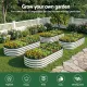 Green Fingers Raised Garden Bed Galvanised Oval Metal Planter Box Large Outdoor 150x70x30cm Silver