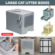 Large Fully Enclosed Cat Litter Box Cat Toilet Pet Litter Tray Odor Control - Yellow