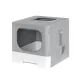 i.Pet Cat Litter Box Large Tray Kitty Toilet Enclosed Hooded Foldable Cat Litter Box Scoop Grey