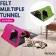 Felt Cat Tunnel Play Passage For Cats Interactive Fun Hideaway For Pets Indoor - Rose Red