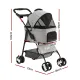 i.Pet Pet Stroller Dog Pram Cat Carrier Travel Large Pushchair Foldable 4 Wheels Grey
