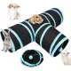 Cat Tunnel - 3 Passages - Play Tunnel for Animals - Cat Tunnel with Play Ball - Cat Tunnel - Cat House - Cat Play Tunnel - Rabbit Tunnel - Crawl Tunnel - Cat Toys - Blue