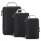 3pcs Compression Packing Cubes Suitcase Organiser Luggage Storage Bags - Black