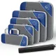 6PCS Compression Packing Cubes Expandable Luggage Storage Bag Travel Packing Bag - Navy