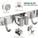 Mop and Broom Holder Wall Mount, Upgraded Broom Organizer Wall Mount, Stainless Steel Broom Hanger Wall Mount for Home Kitchen Garden Laundry Garage (3 Racks with 4 Hooks)