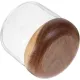 Glass Food Storage Container with Wooden Lids Small Coffee Jar Sugar Canister Airtight Food Storage Container Coffee Container for Nut Spice Candy Loose Tea（9.5*8cm）