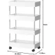 CARLA HOME Slim Storage Cart Organizer Trolley with Wheels for Kitchen, Bathroom, Laundry & Narrow Spaces (4 tier)