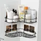 Shower Caddy Corner Shelf, Adhesive Bathroom Storage Shower Caddy Wall Mounted No Drilling & Rustproof Corner Rack Organizer for Bathroom and Kitchen, Black