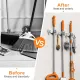 2 Pack Mop and Broom Holder Wall Mount, Non-slip Broom Hanger, Heavy Duty Mop Broom Organizer for Kitchen Garden Garage Laundry Room Wall Decor Organization and Storage Silver 3R4H