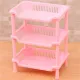 3 Layers Bathroom Standing Shelf Bathroom Stand PP Land Installation Bathroom Rack Storage Shelves for Bathroom KitchenPink Tetragonum